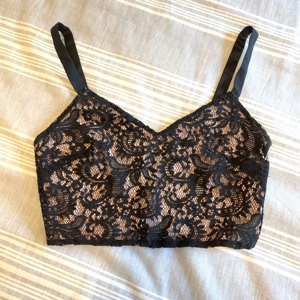black lace crop top